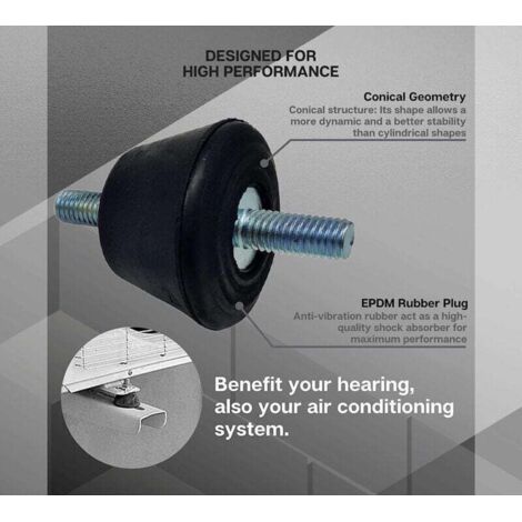 Basetbl – Silent bloc conique pour climatiseur M8 – Lot de 4 – Écrous et rondelles inclus – Amortissement des vibrations – Résistance aux agents chimiques (1/3)
