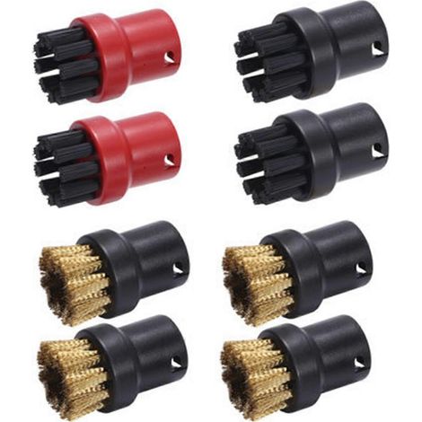 Lot de 8 brosses en nylon et laiton pour nettoyeur vapeur/aspirateur Karcher SC3, SC3.100, SC4 et SC4.100 : brosses motorisées pour le nettoyage domestique. (1/2)