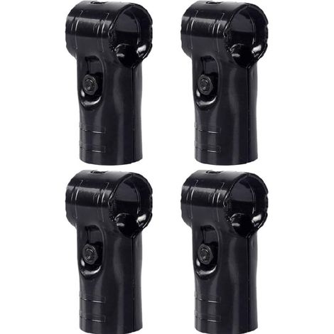 Lot de 4 colliers de serrage en T noirs pour clôture, raccords de serrage en T pour tuyaux, boulons et écrous de 28 mm (1/5)