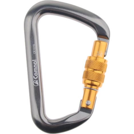 28KN Alpinisme D'escalade En Aluminium D Type Serrure à Vis Grise Mousqueton (1/5)