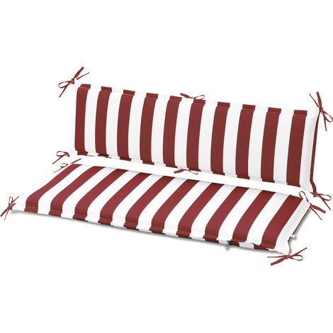 Aoodor Outdoor Tufted Bench Cushion, 108x45 cm Fade-Resistant Garden Seat Cushion 2 Seater with Back-RED