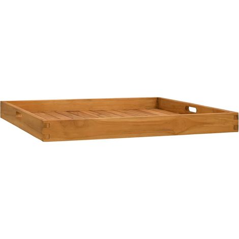Plateau de service 70x70 cm Bois de teck massif (1/5)