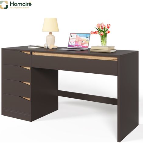 Mobilier de bureau gris avec rangement en mdf 140 x 50 x 78 cm HOMAIRE (1/5)