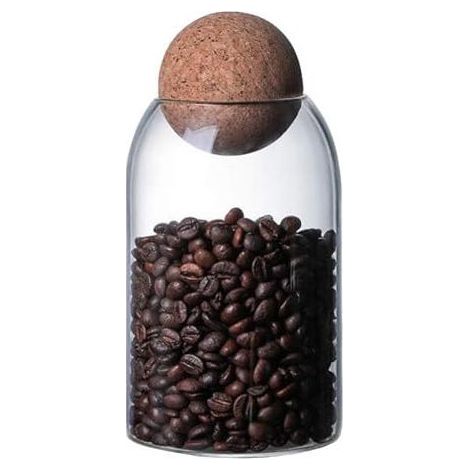 Bocaux de Stockage en Verre, Bocal en Verre Alimentaire, Pot en Verre de Bonbons, Pot en Verre Borosilicaté avec Liège pour Parfumé, Bonbons, Épices, Haricots, Biscuits, Médicaments (800ml) (1/5)