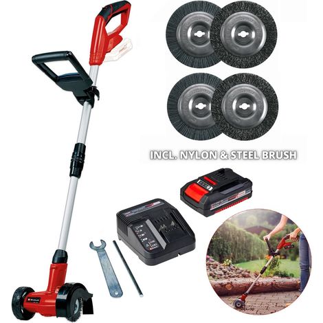 Einhell 18v Cordless Patio Grout Cleaner Brush Power X Change GE-C 4 Wheels +2Ah