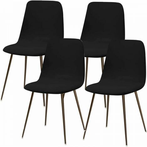 Housse de Chaise Scandinave Extensible Lot de 4 Moderne Housse de Chaise de Salle à Manger Lavable Universel Couverture de Chaise de Cuisine Décor de Cuisine Maison,Noir