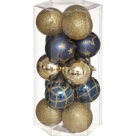 Set di 15 sfere lisce e decorate d.5cm oro bianco - Feeric lights & christmas