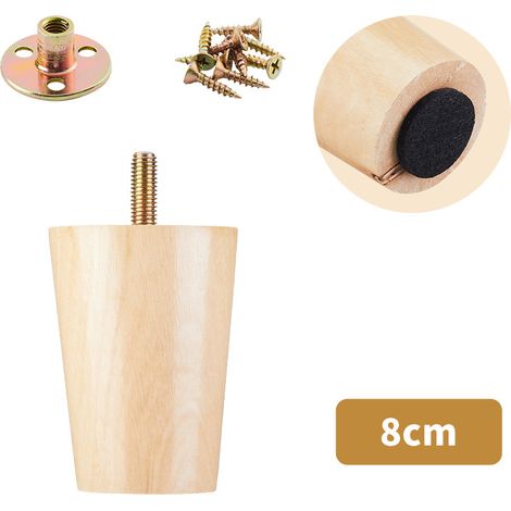 Set mit 4 Sofabeinen aus Massivholz, geeignet für TV-Ständer, Couchtische, Schuhschränke und Badezimmermöbel (8 cm)