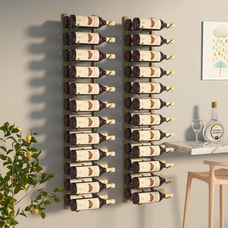 Wall Mounted Wine Rack for 24 Bottles 2 pcs Gold Iron vidaXL