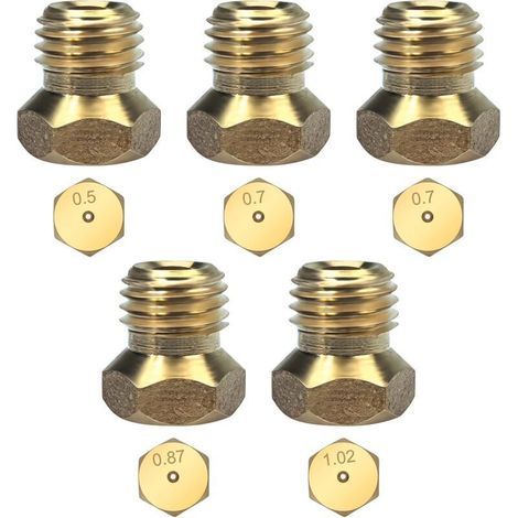 Lot de 5 gicleurs gaz butane pour plaque de cuisson – Buses en laiton de 0,5/0,7/0,87/1,02 cm – Remplacement rapide et facile (1/5)