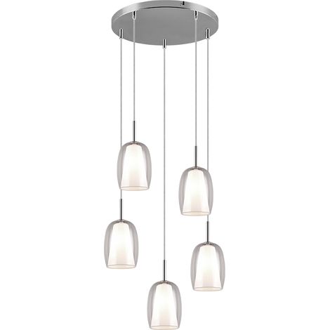 Suspension 5xE14, Verre Transparent, Chrome, max. 10W – Trio Select - Barret (1/4)