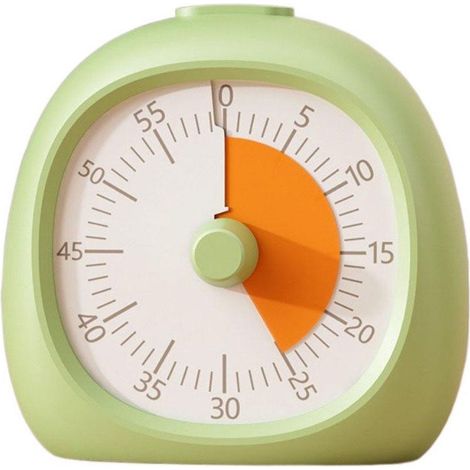 Minuteur visuel - 9 x 9,5 cm - Rechargeable - Minuteur d'étude pour enfants et adultes - Minuteur pour TDAH - Minuteur de cuisine - Magnétique - Vert et orange