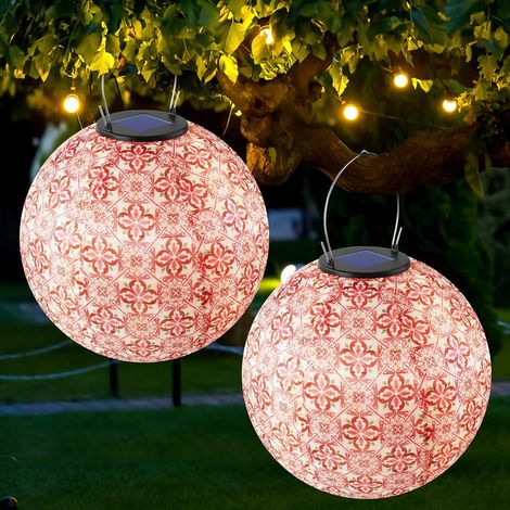 Lampion Solaire Exterieur Papier, 2 Pièce 25cm Lanterne Solaire Lampions en Nylon, Lampions Solaires LED dextérieur Étanches pour Jardin dété, Terrasse, Balcon, Mariage, Anniversaire (1/5)