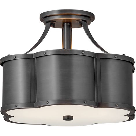 Lampadario Contemporaneo Chance Acciaio Ottone Annerito Vetro 2 Luci E27 (1/4)