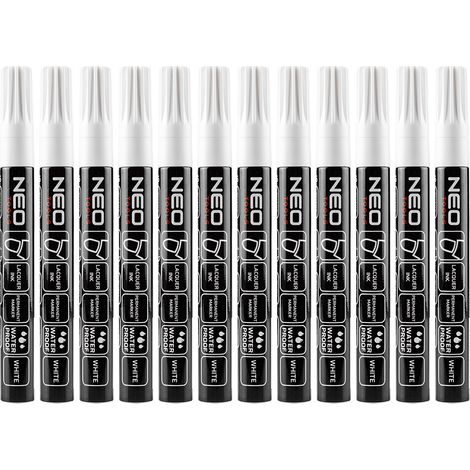Marqueur de construction, blanc, permanent, imperméable, verni, aluminium, lot de 12 pièces. (1/5)