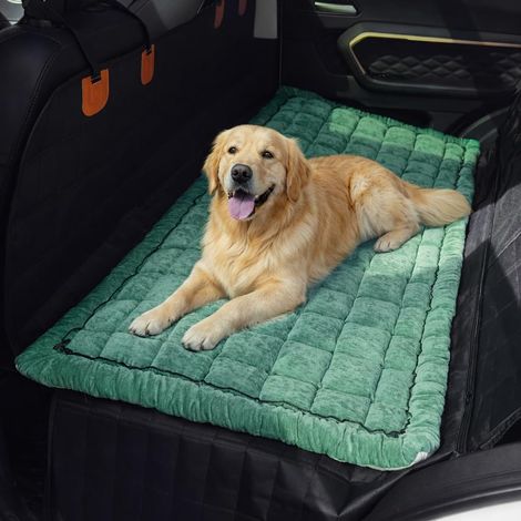 Tapis Chien Voiture Banquette Arrière 63 x 137 cm, Tapis de Protection Auto en Chenille, Épais, Antidérapant, Matelassé, Lavable en Machine (Vert Sauge, 63 x 137 cm) (1/5)