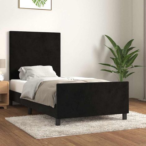 Cadre de lit sans matelas noir 90x190 cm velours (1/5)