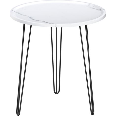 FLASIDU Runder Couchtisch, Beistelltisch, Weiß, 606060cm (1/5)