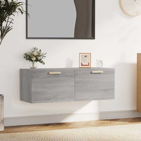 vidaXL Armario pared madera contrachapada gris Sonoma 100x36,5x35 cm (1/5)