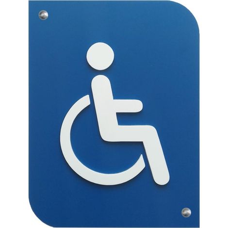 Pictogramme PMR 3D - Plaque de porte en PVC - Bleu blanc, effet 3D - 15x20 cm, fixation murale incluse (1/5)