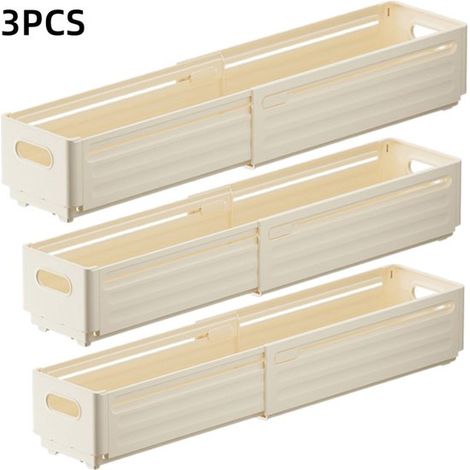 Cremeweißer, 3-teiliger, ausziehbarer Kleiderschrank/Küchenaufbewahrungsbox, 28 x 10 x 8 cm (1/3)