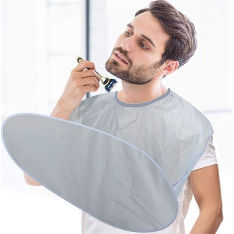 Cape de rasage pour homme, bavoir de rasage en nylon torsadé et imperméable, avec ventouses pour la coupe de la barbe et la récupération des poils. Idéale pour l'entretien de la barbe et de la moustac (1/5)