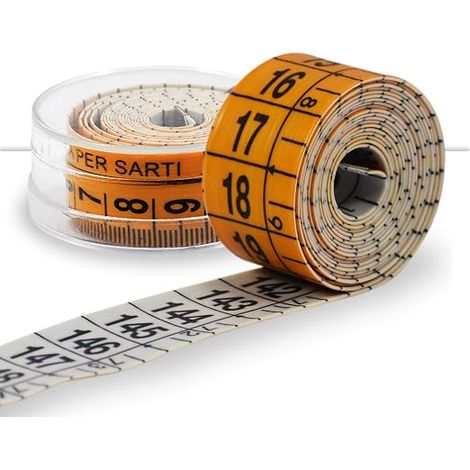 Mètres à Ruban pour Couturier double face Metre ruban couture Metre ruban corps Orange doux avec étui en plastique rigide extensible 1,5 m (1/5)
