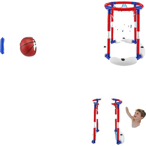 Aro de baloncesto para piscina, divertido juego 2 en 1, ligero y portátil, rojo. (1/2)