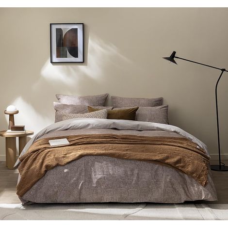 Housse de Couette imprimée en Percale de Coton, 140 x 200 cm, Beige Foncé (1/5)