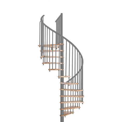 Minka Spindeltreppe Spiral Effect 38 - 305,5cm Geschosshöhe Buche Grau 160cm Durchmesser