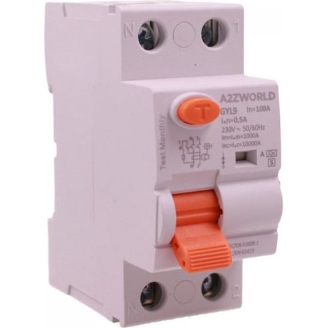 RCCB Interruttore Differenziale Selettivo Tipo S Classe A, 500mA/0.5A 1P+N 2M 10kA AC 230V IP20, GYL9, Corrente Disponibili 63A 100A (100A)
