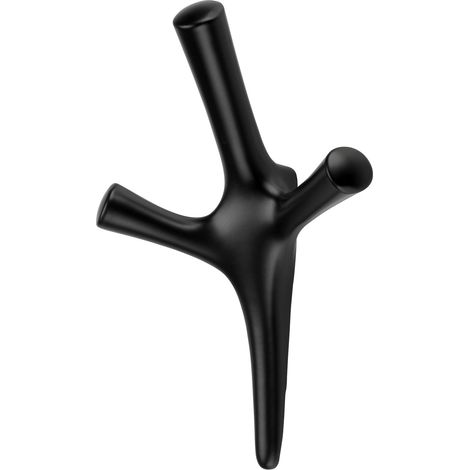 Garderobenhaken TRICORNO Höhe 157 mm x Breite 106 mm schwarz matt aus Zinkdruckguss