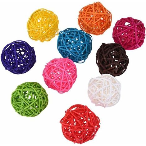 SHINING HOUSE Kauspielzeug, Kauball, Kauball-Spielzeug, Sepak-Kauspielzeug für Papageien, Turteltauben, Papageien, Turteltauben, DIY-Zubehör, 10 Stück, Ole-Vogelspielzeug (zufällige Farbe) (1/5)