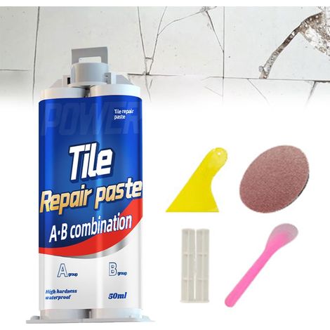 Kit Réparation Porcelaine,Kit Reparation Baignoire Blanc,Kit Réparation Carrelage,Kit Réparation Baignoire Acrylique Blanc,Kit Réparation de Carreaux et Baignoires,Carrelage et Douche,pour Rayures (1/5)