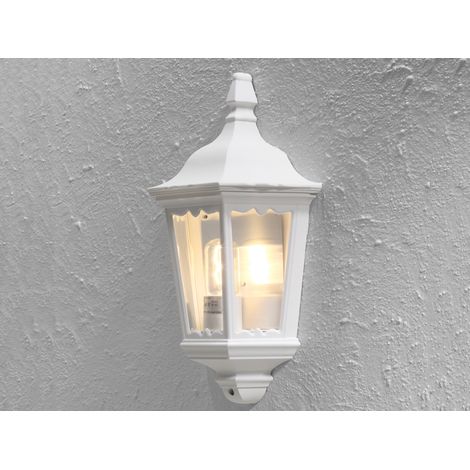 Außenwandleuchte FIRENZE Halbschale, E27, Aluminium Weiß, Höhe 44 cm (1/5)