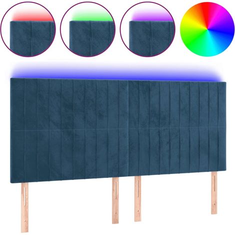 Tête de lit,Panneau décoratif à LED Bleu foncé 180x5x118/128 cm Velours CFW3402341 (1/5)
