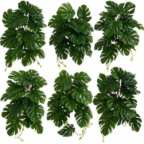 Pack of 6 x 25cm Realistic Monstera Stem Plant - Dark Green (1/5)