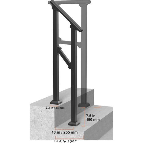 Rampe pour escaliers extérieurs, angle ajustable, haute capacité de charge, Type A (1/2)