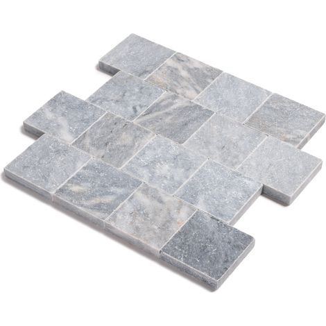Pavé Pierre d'Adana Gris Bleu Clair 15,25x15,25x3-3 cm (vendu au m² - 42 pavés/m²) - RO'MA NATURE