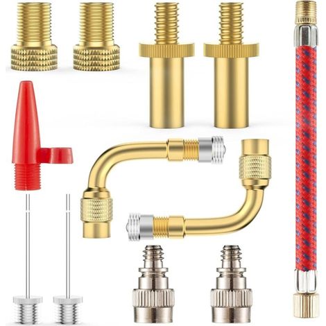 Bike Pump Adapter, 12Pcs Bike Valve Adapter DV AV SV Presta Schrader Bike Valve Connectors Bike Inflator Tip Adapter Fitting MUMU (1/4)