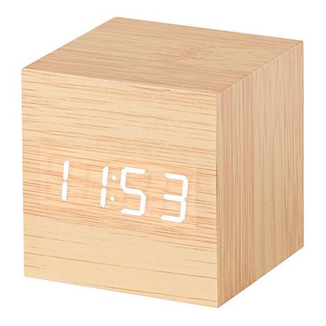 Kaelt - Ce mini réveil numérique, avec son aspect bois, est un réveil électronique silencieux et lumineux au design minimaliste et rétro, (1/5)