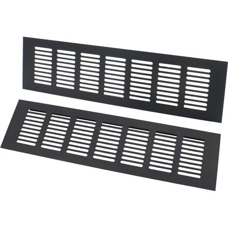 Griglia di ventilazione rettangolare 80 × 300 mm – Alluminio nero anticorrosione – Per la ventilazione di cucina e bagno