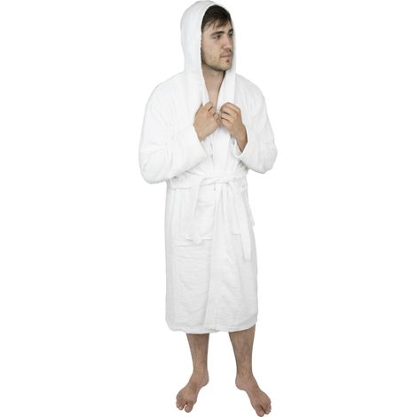 Peignoir Homme Coton Éponge 100% Luxe, Capuche Châle, Peignoir de Bain Spa, Serviette Douce et Absorbante, Taille Unique (1/5)