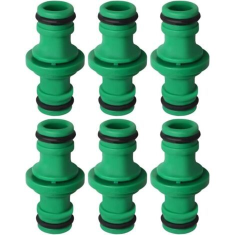 Ulisem Confezione da 6 Connettori doppi per tubo flessibile, Connettori doppi maschio per tubo flessibile, Connettori in plastica per tubo flessibile da giardino (Verde)