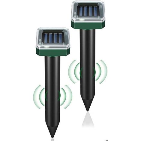 Set mit 2 Ultraschall-Solar-Abwehrgeräten für Rasen, Garten und Hof: Vertreibt Nagetiere, Mäuse, Ratten, Wühlmäuse, Schlangen und an (1/5)