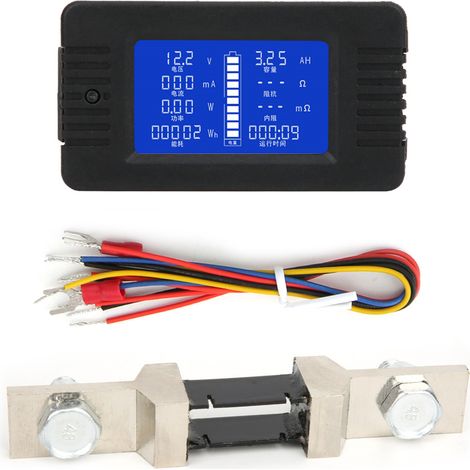 Eosnow PZEM-015 Misuratore di batteria multifunzionale Tester di capacità di consumo energetico di tensione di corrente con testa inglese Shunt015 da 200 A (con shunt)