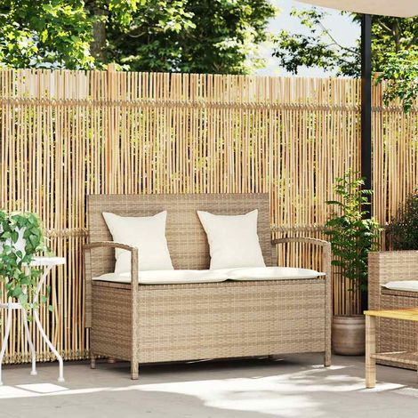 Maison Exclusive - Panca Portaoggetti da Giardino con Cuscino Beige in Polyrattan