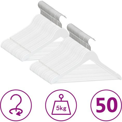 50 pcs Clothes Hanger Set Non-slip White Hardwood vidaXL