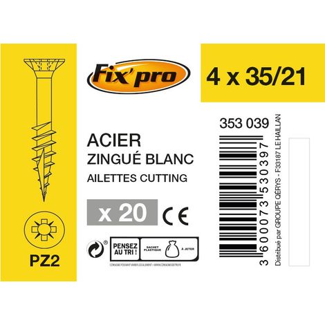 Vis Kopf Fraise Pozidriv 4,0x35 / 20 Stück - Fixpro
