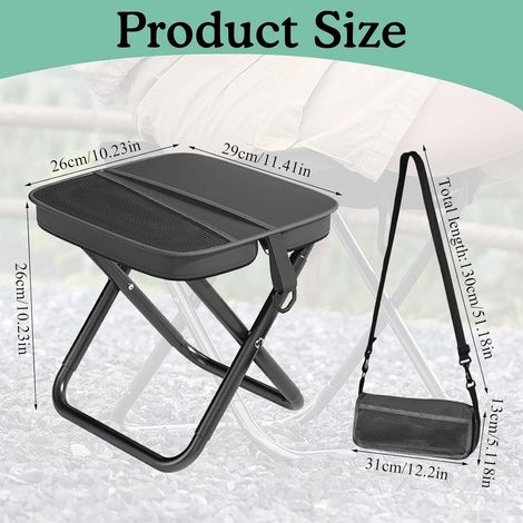 Noir 28 × 26 × 26 CM Tabouret Pliant Portable Tabouret de Camping (1/4)